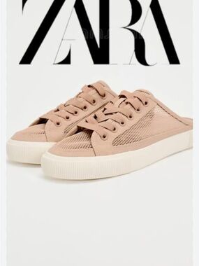 ZARA Blush Pink Mesh Slip-On Sneaker Mule